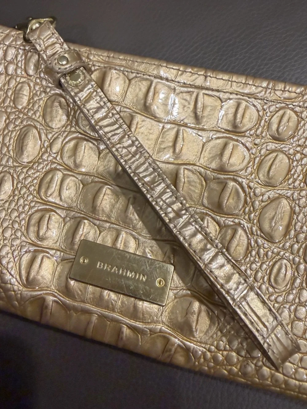 Brahmin Melbourne‎ Croc-Embossed Large Wristlet Clutch
